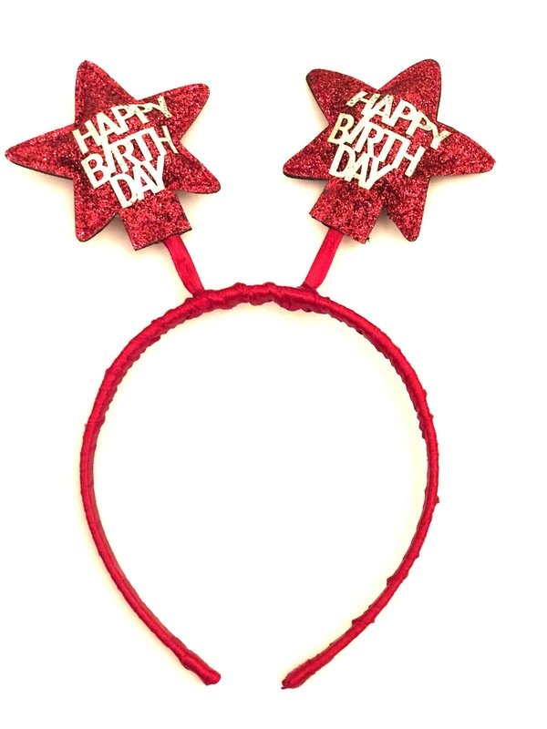 Happy Birthday Stars Red Silver Headband /1Pc