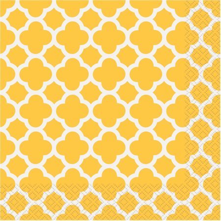 Sunflower Yellow Quatrefoil Lunch Napkins /16Pcs