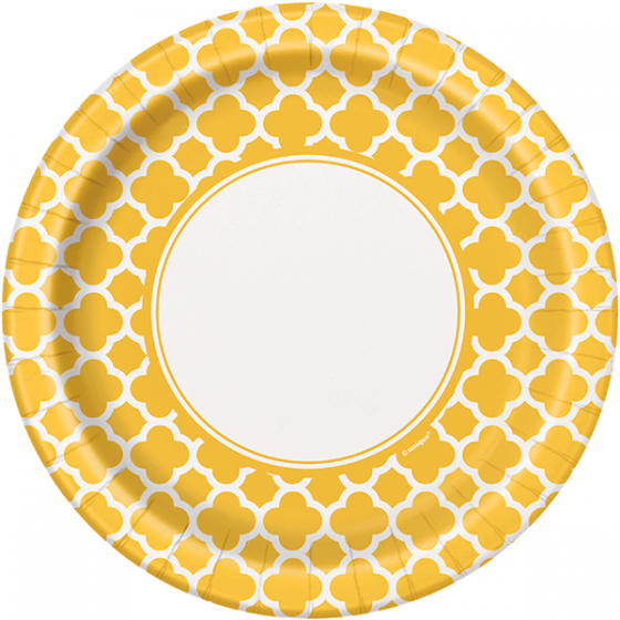 Sunflower Yellow Quatrefoil Plates /8Pcs