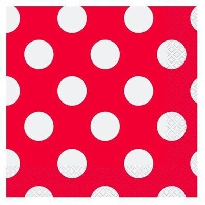 Ruby Red Dot Lunch Napkins /16Pcs