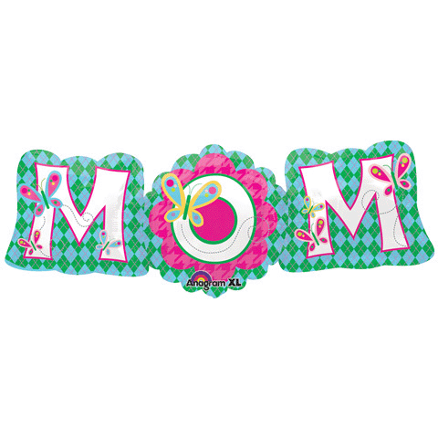 Supershape Mom Butterflies Foil Balloon
