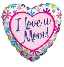 I Love You Mom Heart Foil Balloon