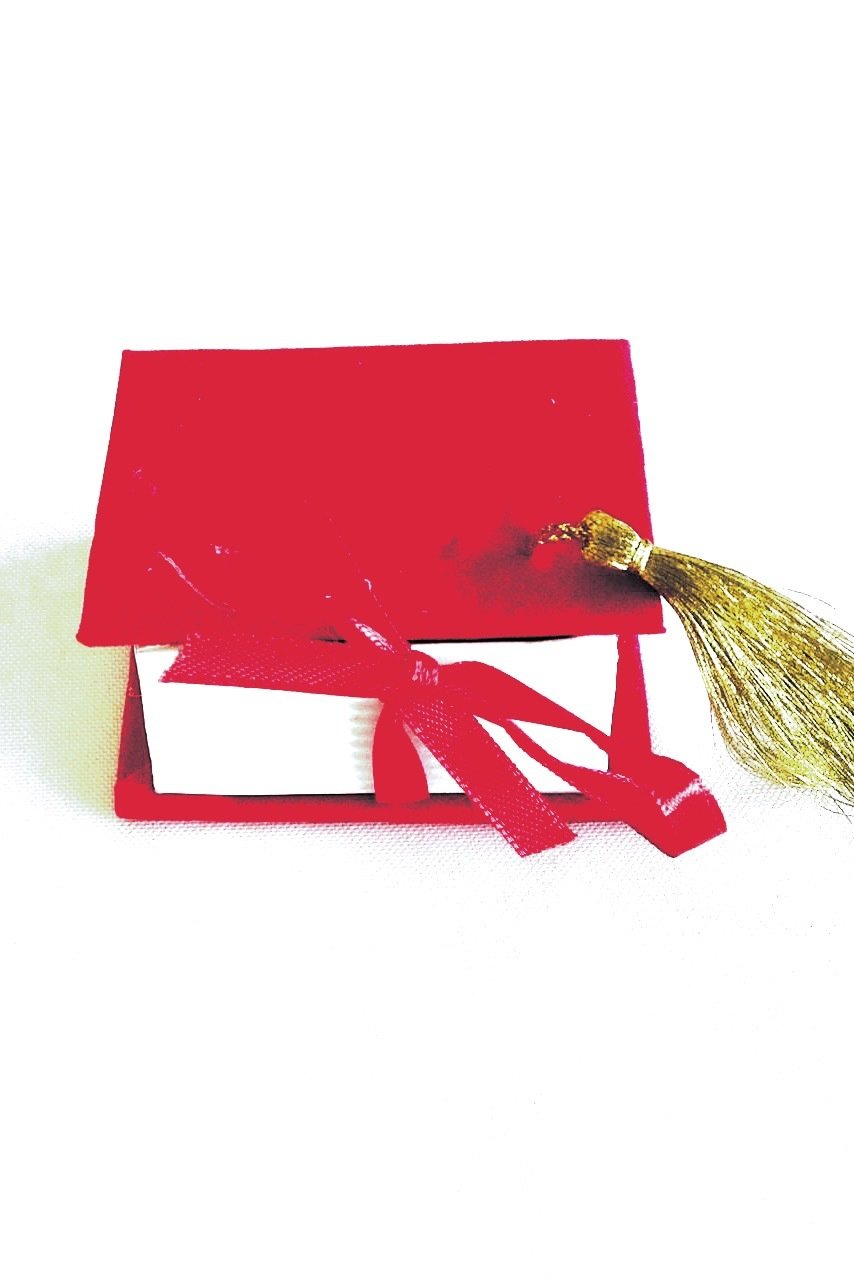Grad Book Red And Gold Favor box /12Pcs