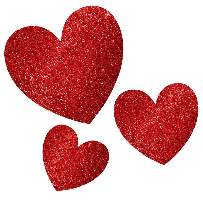 Assorted Mini Glitter Hearts Cutouts