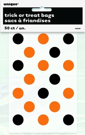 Orange/Black Dots Treat Bags /50Pcs