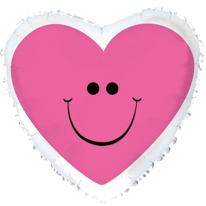 Pink Smiley Heart Foil Balloon