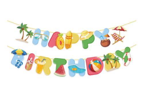 Sunny Beach Happy Birthday Banner