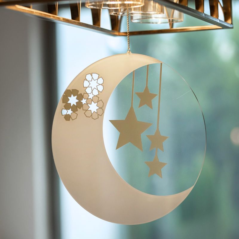 Nawwartouna Large Crescent & Stars Acrylic Hanging Decoration
