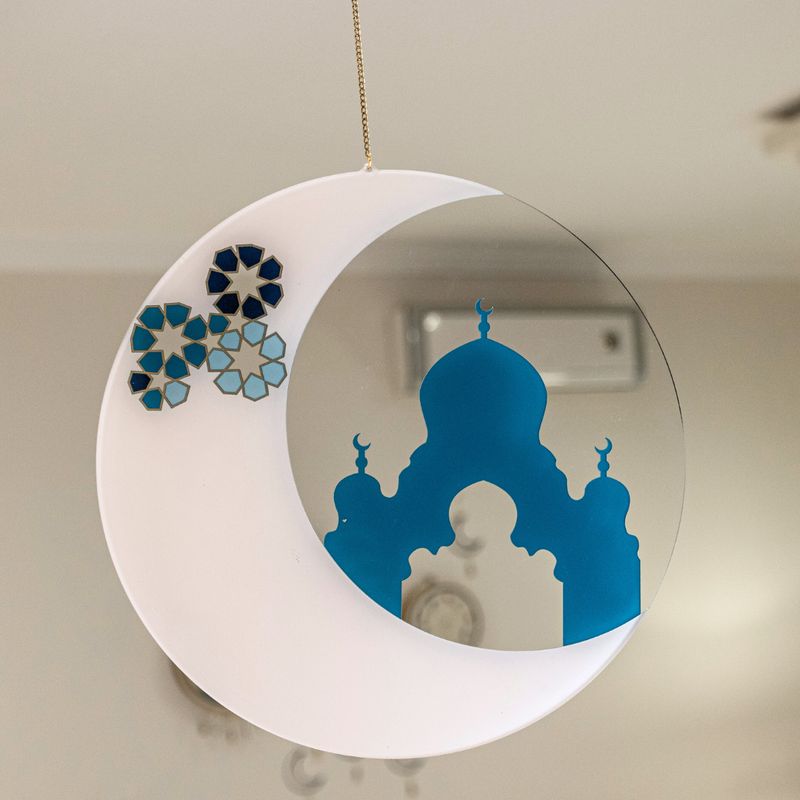Al Bahja Large Crescent & Mosque Acrylic Hanging Decoration