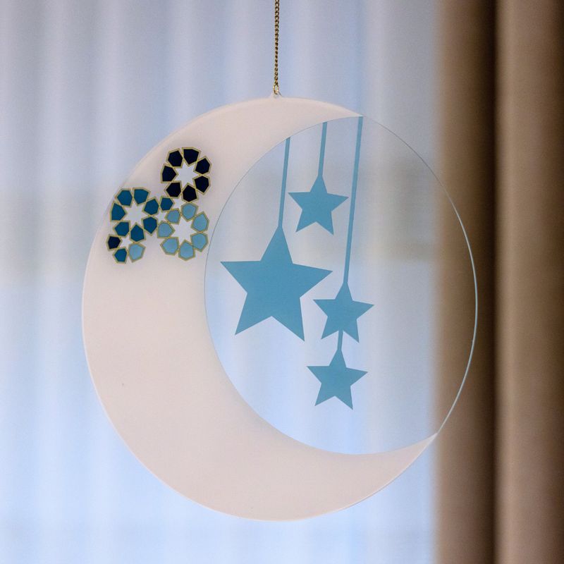 Al Bahja Large Crescent & Stars Acrylic Hanging Decoration