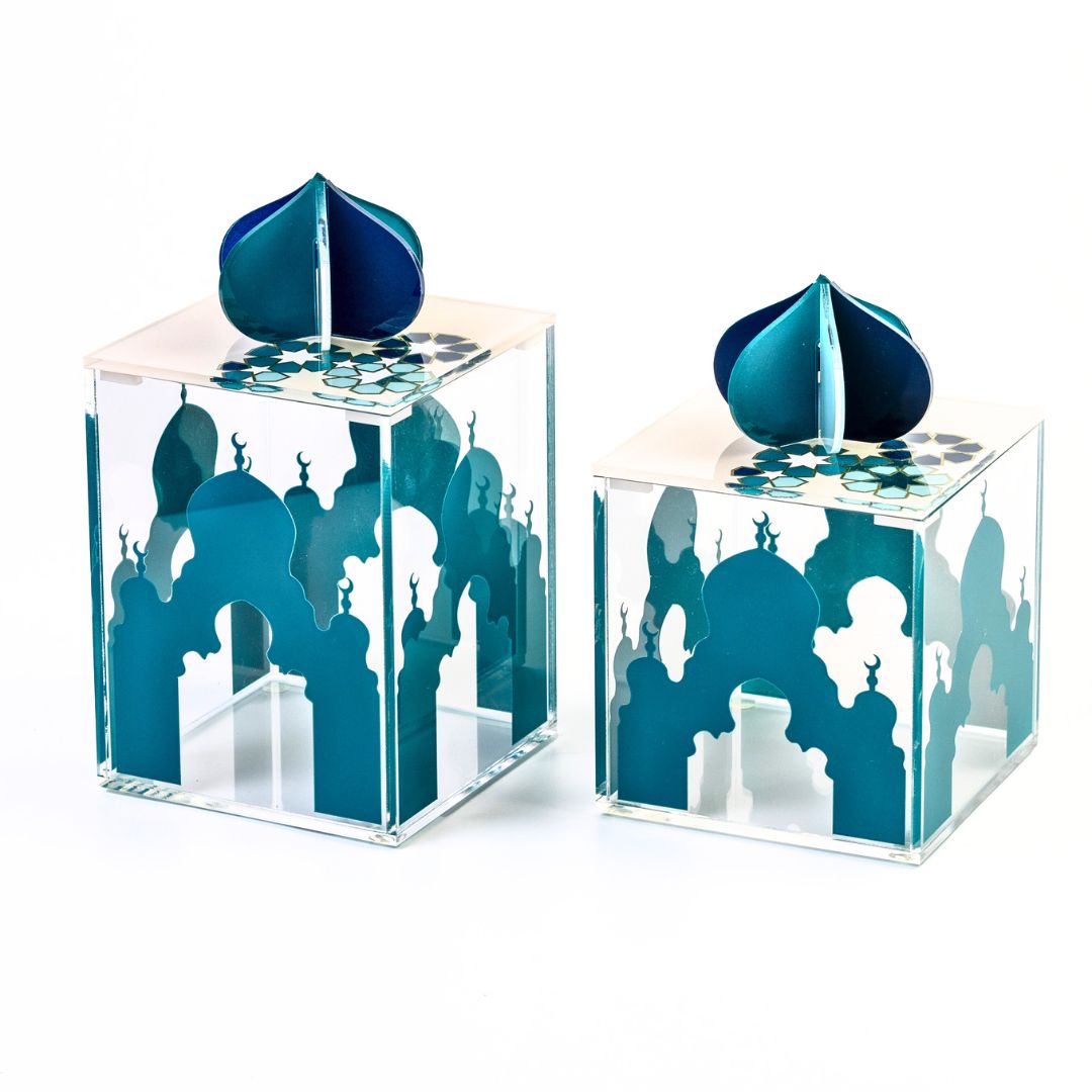 Al Bahja Arabesque Set of 2 Square Acrylic Boxes
