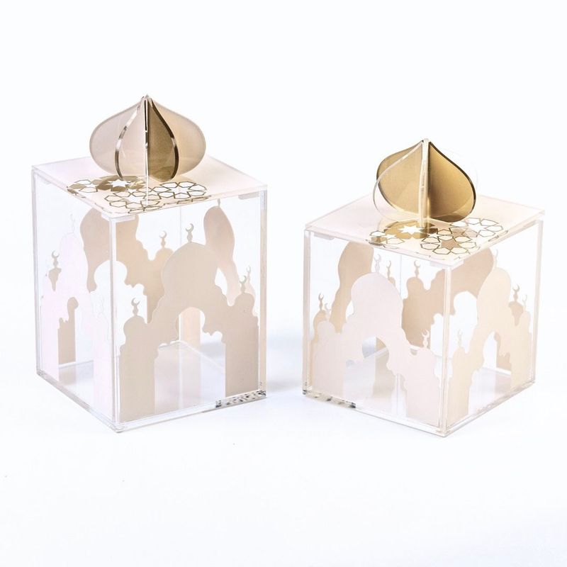 Nawwartouna Arabesque Set of 2 Square Acrylic Boxes Nawwartouna Arabesque Set of 2 Square Acrylic Boxes
