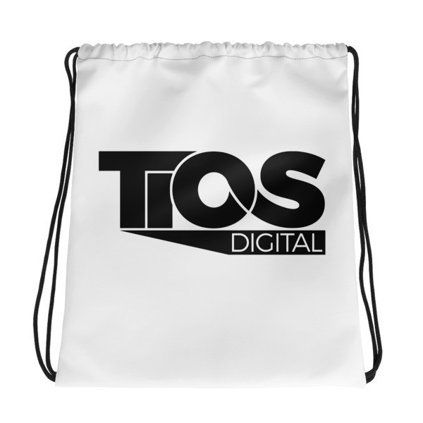 White TiOS Digital Drawstring bag