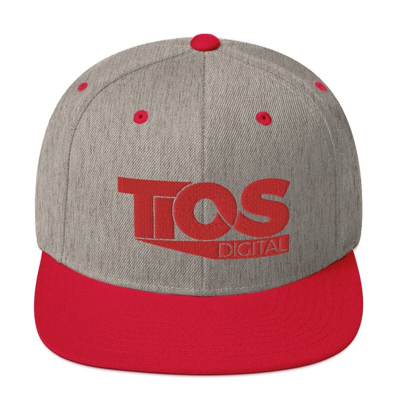 TiOS Grey/Red Trim Snapback Hat