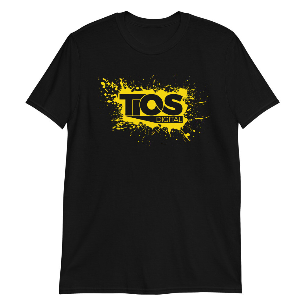 NEW TiOS Digital &quot;PAINTED&quot; (Yellow Logo) Short-Sleeve Unisex T-Shirt, Color: Black, Size: S