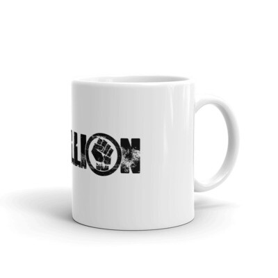 The Rebellion (Black Logo) White glossy mug