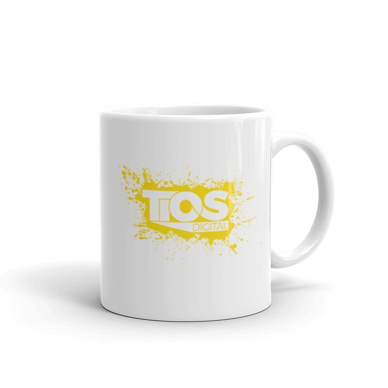 NEW TiOS Digital &quot;PAINTED&quot; (Yellow Logo) White glossy mug