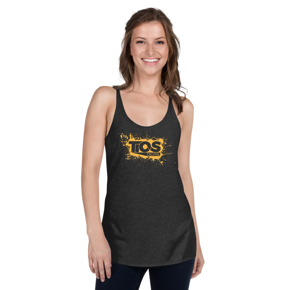 NEW TiOS Digital &quot;PAINTED&quot; (Orange Logo) Women&#39;s Racerback Tank, Color: Vintage Black, Size: XS