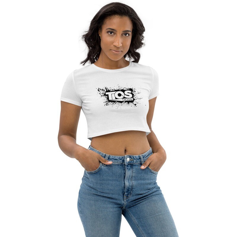 NEW TiOS Digital &quot;PAINTED&quot; (Black Logo) Crop Top, Size: XS