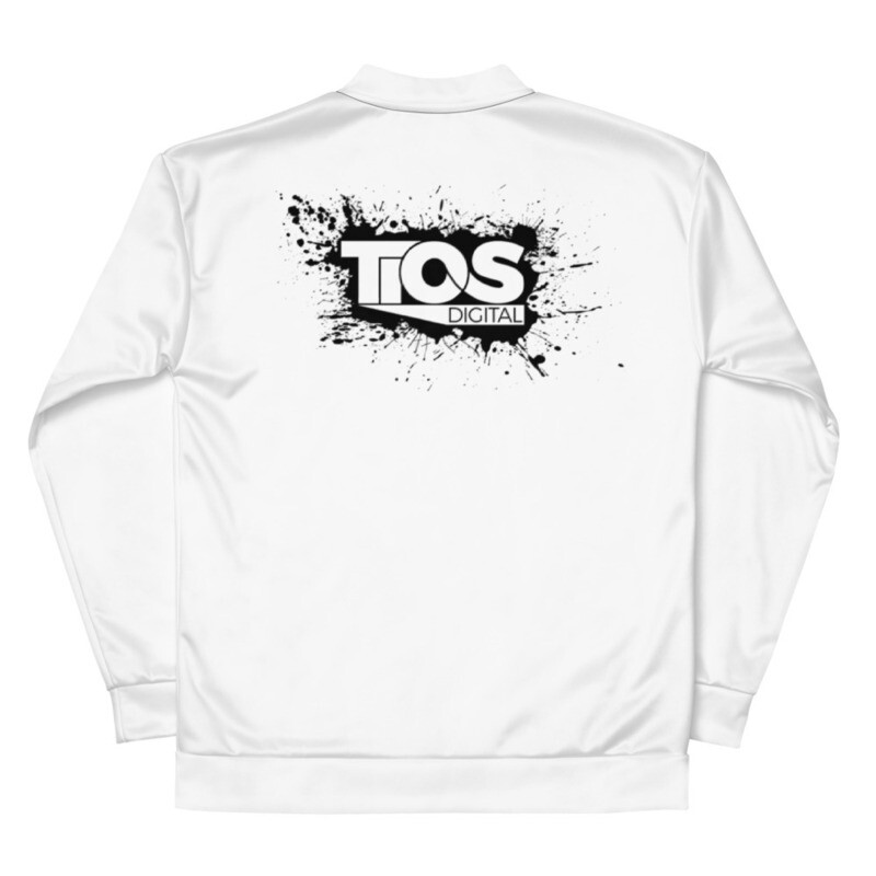 NEW TiOS Digital &quot;PAINTED&quot; (Black Logo) Unisex Bomber Jacket with FRONT &amp; BACK Print