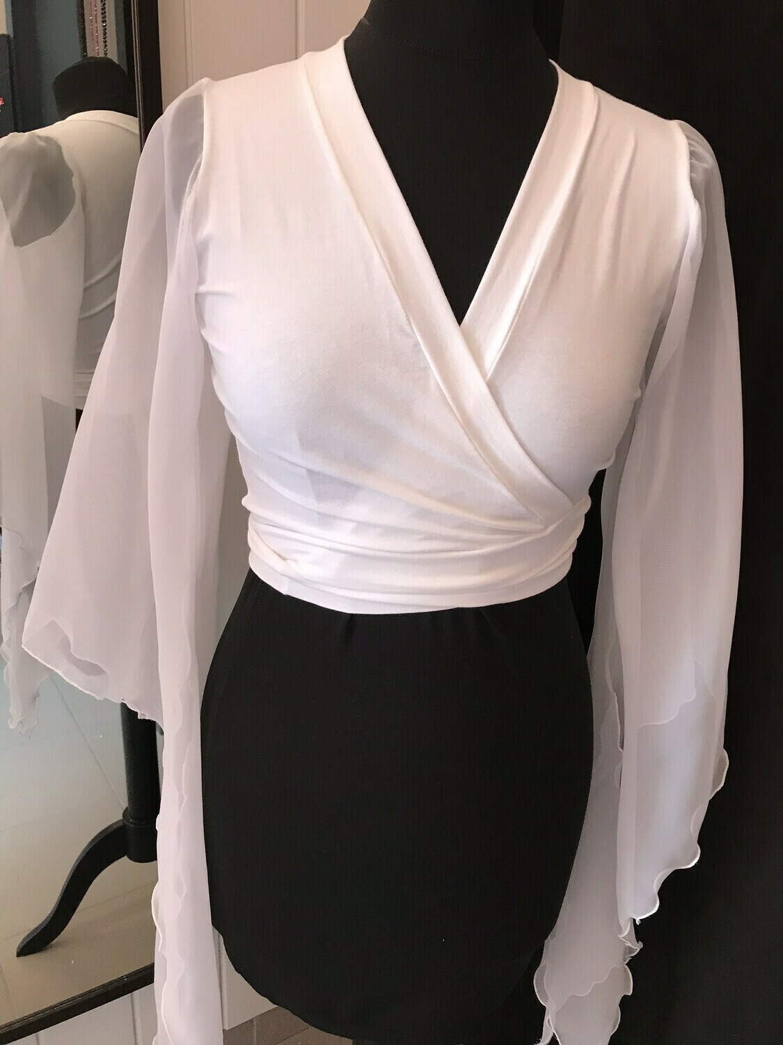 Top Cache Coeur met Chiffon Mouw Top Cache Coeur met Chiffon Mouw, Maat: S, Kleur: Wit