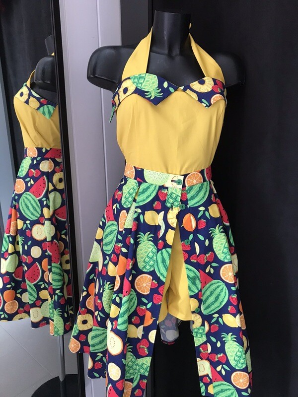 Button Skirt Fruits 🍉 🍊🍓🍍🍋 dark blue