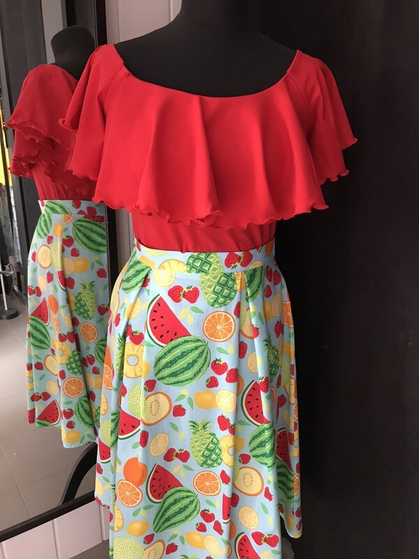 Skirt Fruits 🍉 🍓🍊🍋🍍light blue