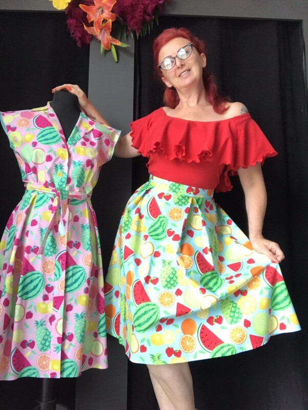 Skirt Fruits 🍉 🍓🍊🍋🍍light blue