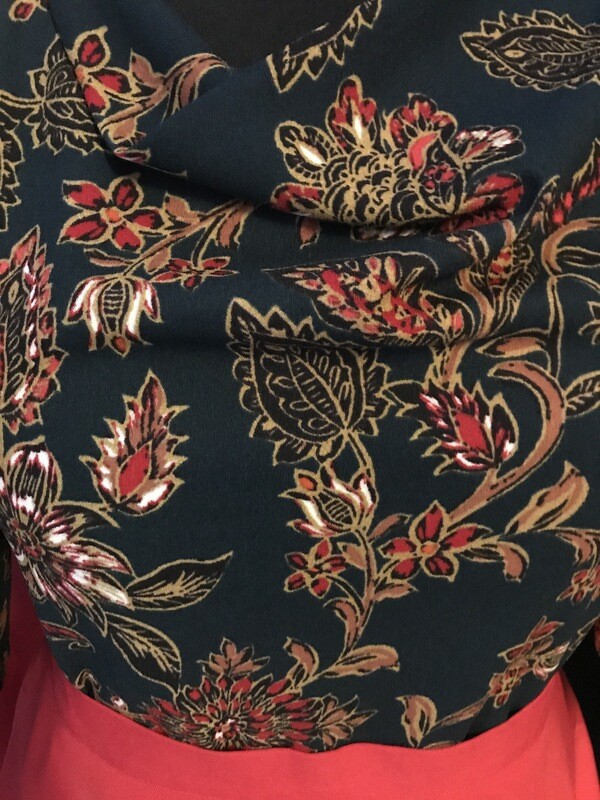 Top Flower Scuba Crêpe Dark Green