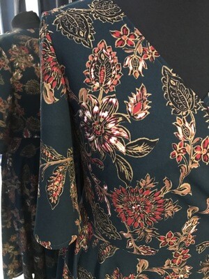 Dress Flower Scuba Crêpe Dark Green