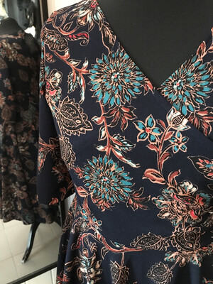 Dress Flower Scuba Crêpe Dark Blue