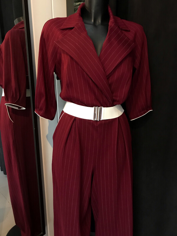 Jumpsuit Pinstripe Burgundy