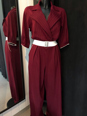 Jumpsuit Pinstripe Burgundy