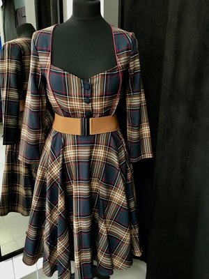 Tartan bruin/donkerblauw