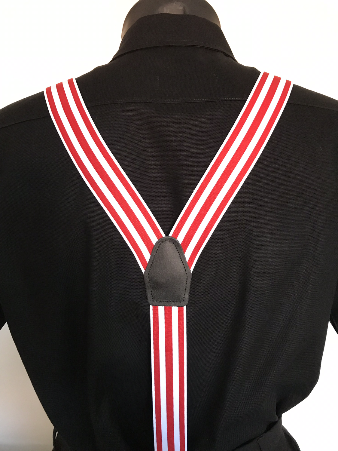 Gestreepte herenbretel Gestreepte herenbretel, Kleur: Wit/rood