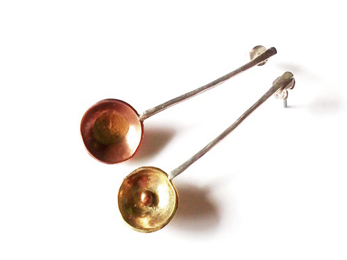 Pendientes péndulo de cobre y latón