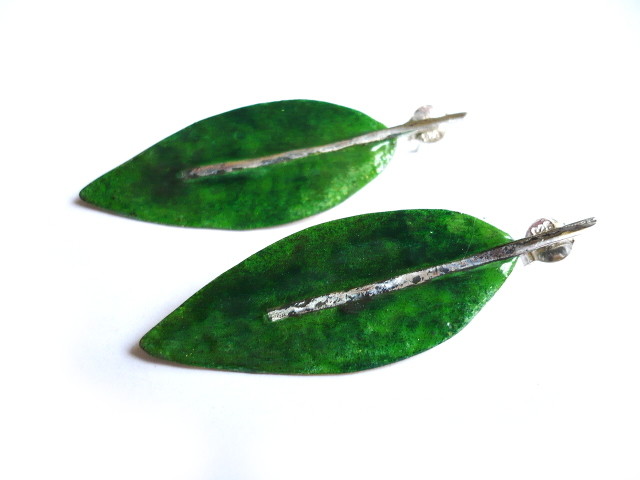 Pendientes hojita cobre /plata 2