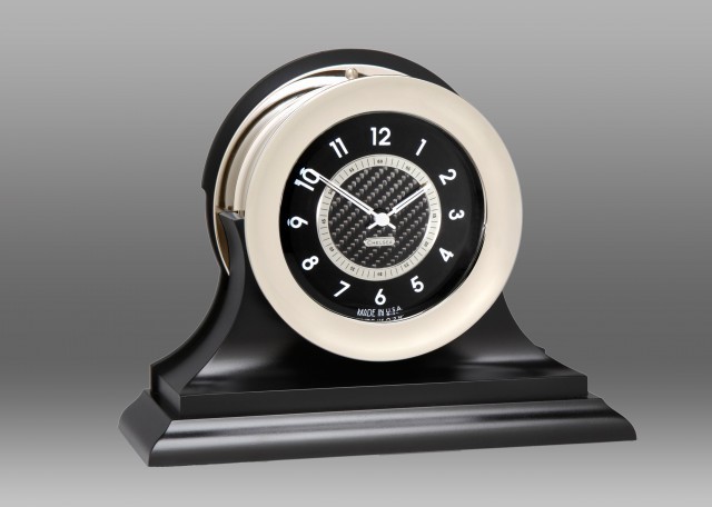 Carbon Fiber 12 Hour Clock, Nickel,Traditional Black Base Carbon Fiber 12 Hour Clock, Nickel,Traditional Black Base