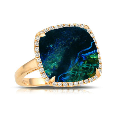 Azurite/Malachite cushion ring