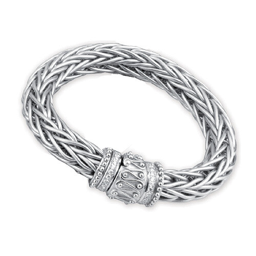 Etruscan Heavy Woven Bracelet 18KT White Gold