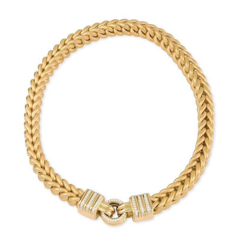 Etruscan Thick Woven Necklace 18KT Yellow Gold With Diamonds Etruscan Thick Woven Necklace 18KT Yellow Gold With Diamonds
