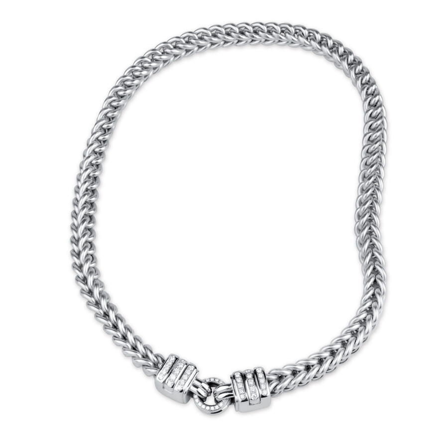 Etruscan Heavy Woven Necklace 18KT White Gold
