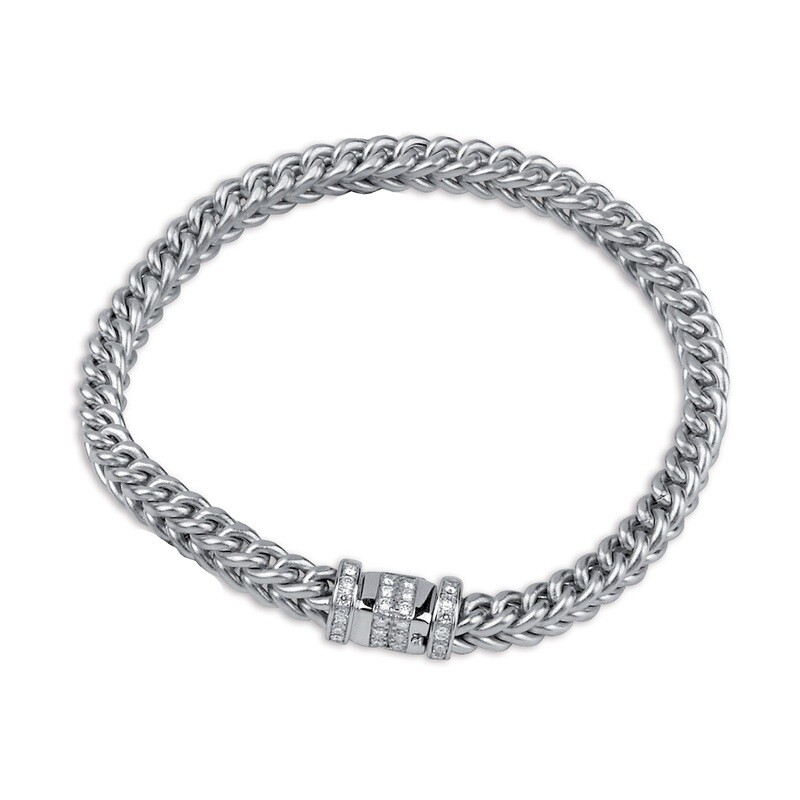 Etruscan Heavy Woven Bracelet 18KT White Gold With Diamonds Etruscan Heavy Woven Bracelet 18KT White Gold With Diamonds