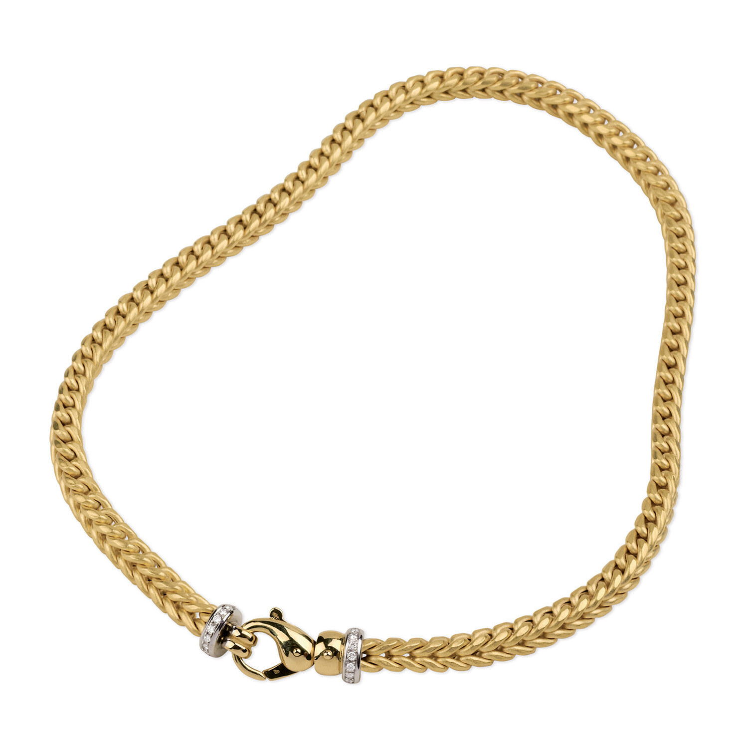 Etruscan Heavy Woven Necklace 18KT Yellow Gold With Diamonds Etruscan Heavy Woven Necklace 18KT Yellow Gold With Diamonds