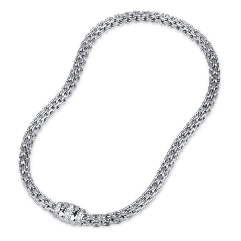 Etruscan Heavy Woven Necklace 18KT White Gold With Diamonds Etruscan Heavy Woven Necklace 18KT White Gold With Diamonds