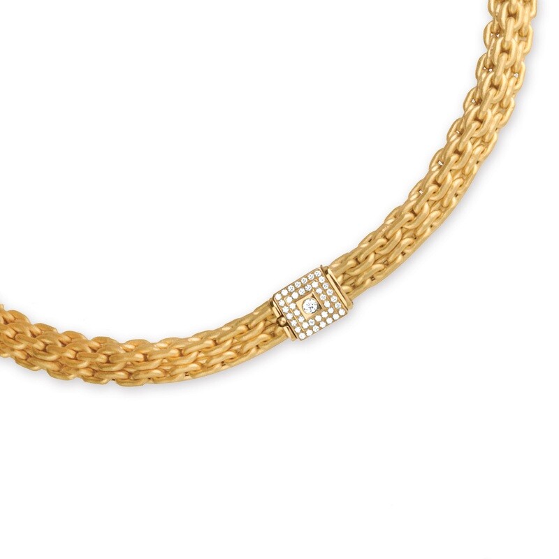 Etruscan Heavy Woven Necklace 18KT Yellow Gold With Diamonds Etruscan Heavy Woven Necklace 18KT Yellow Gold With Diamonds