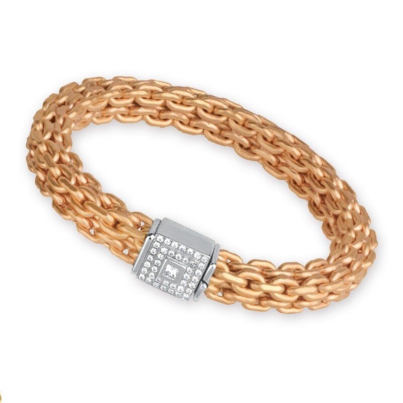 Etruscan Heavy Woven Bracelet 18KT Rose Gold With Diamonds Etruscan Heavy Woven Bracelet 18KT Rose Gold With Diamonds