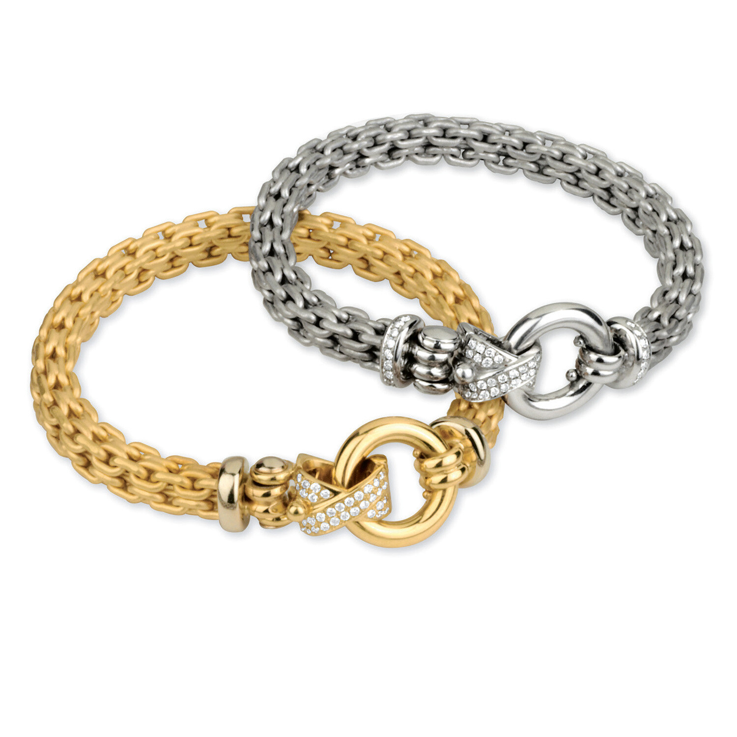 Etruscan Heavy Woven Bracelet 18KT Yellow Gold With Diamonds