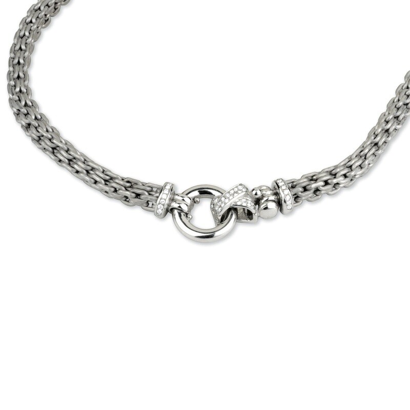 Etruscan Heavy Woven Necklace 18KT White Gold With Diamonds Etruscan Heavy Woven Necklace 18KT White Gold With Diamonds