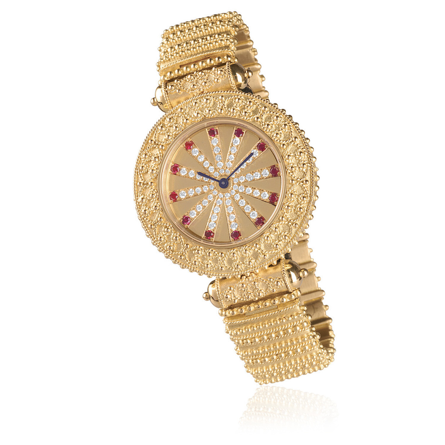 Etruscan Watch 18KT Yellow Gold With Diamonds & Rubies